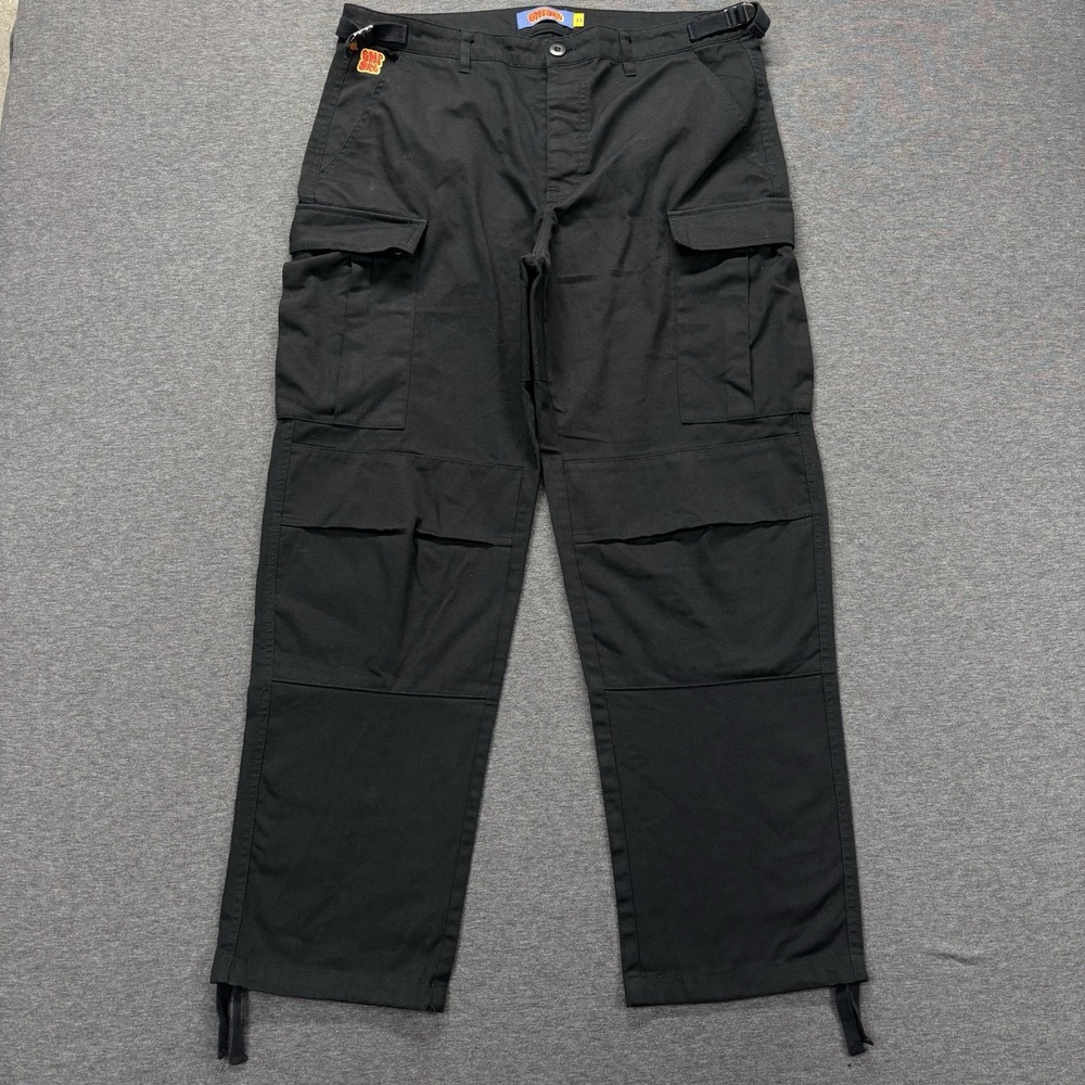 EMPYRE Cargo Pants Mens 33/36 x30 Black Relax Canvas Adjustable Utility Military